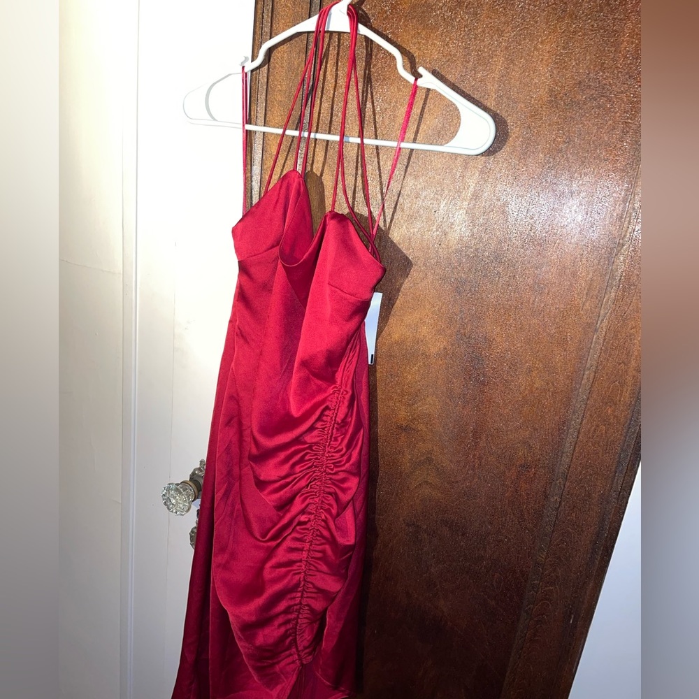 NWT deep wine red silky cocktail dress